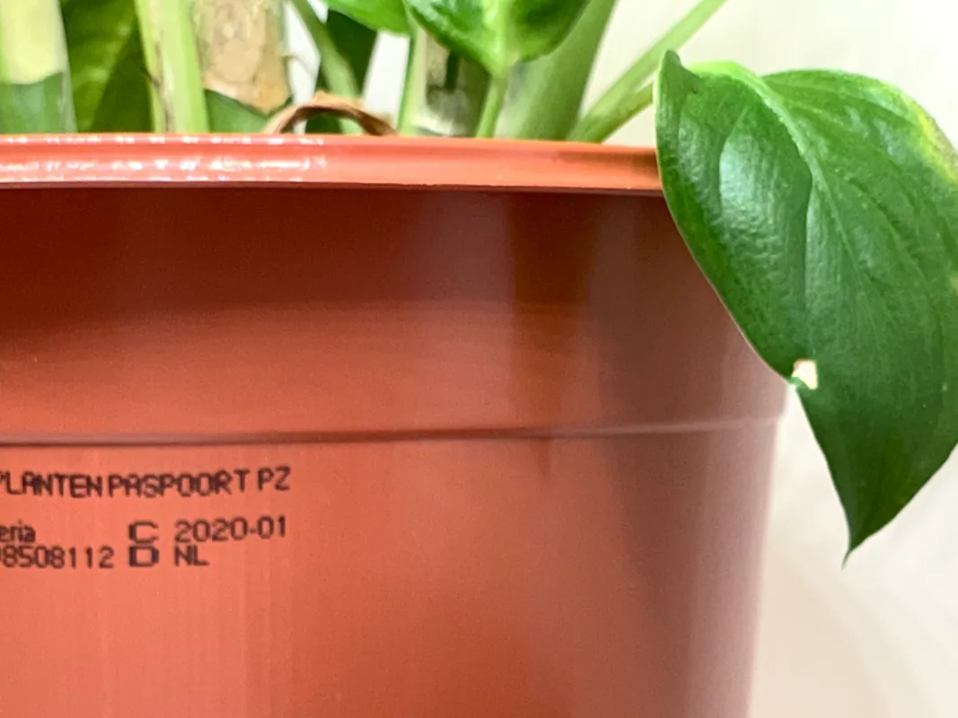 Plantenpotten coderen met een kleinkarakter inkjetprinter